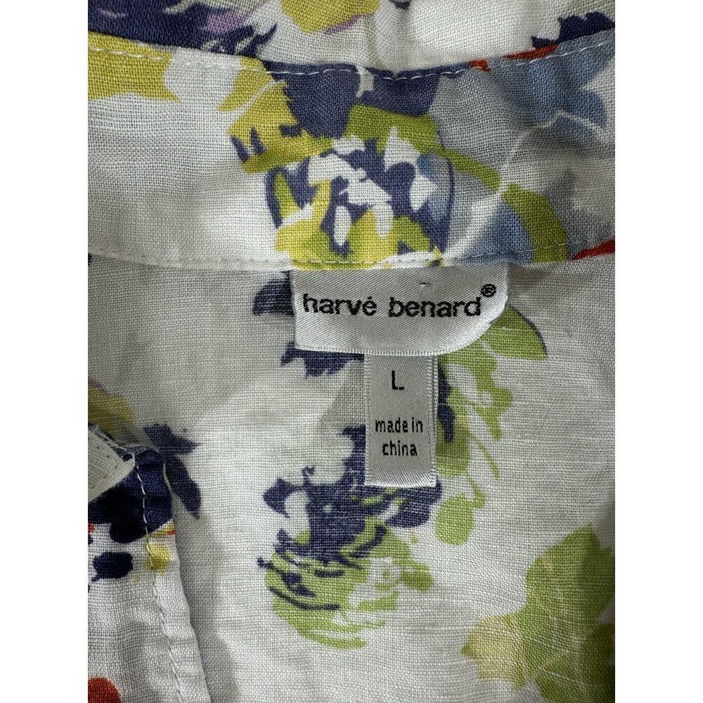 Harve Benard Womens‎ Linen Blend Top Size Large Watercolor Floral Button Up - Picture 3 of 9